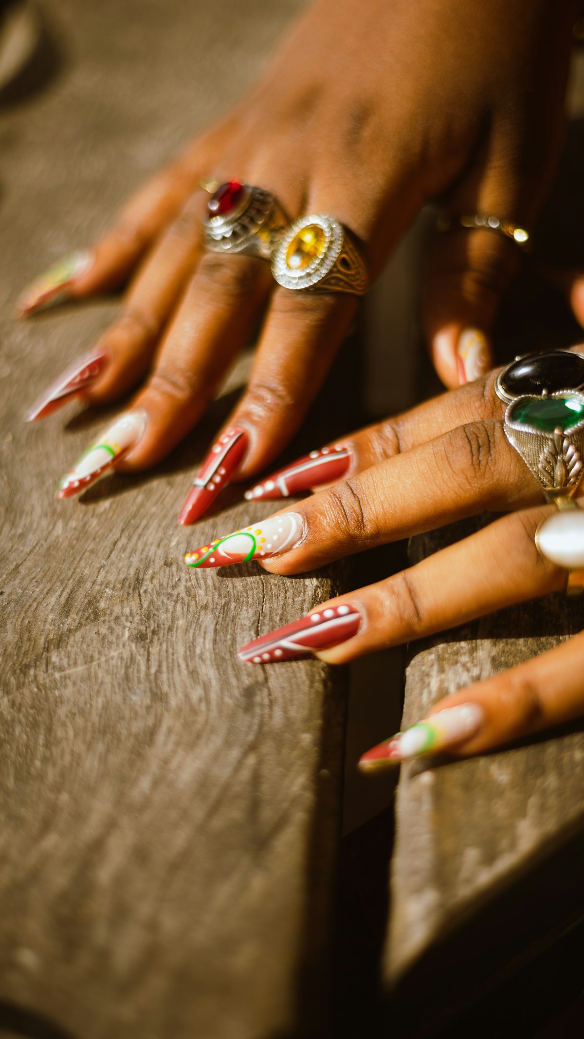 Nail art with statement rings